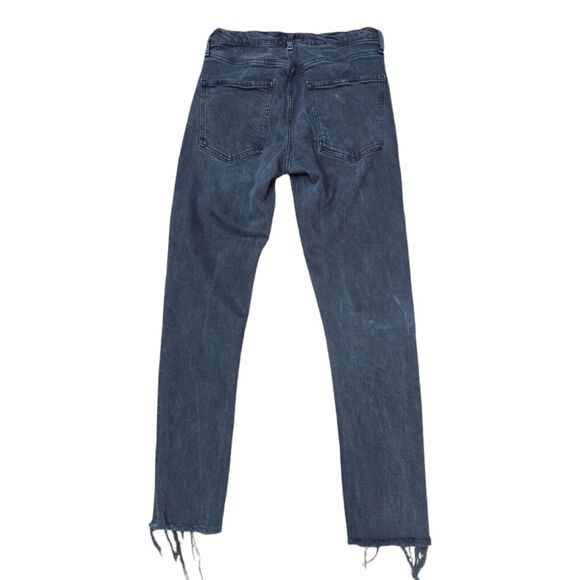 AGOLDE Toni Mid Rise Straight Jean‎ in Feral Washed Black Raw Hem Womens Size 26 - Picture 2 of 12